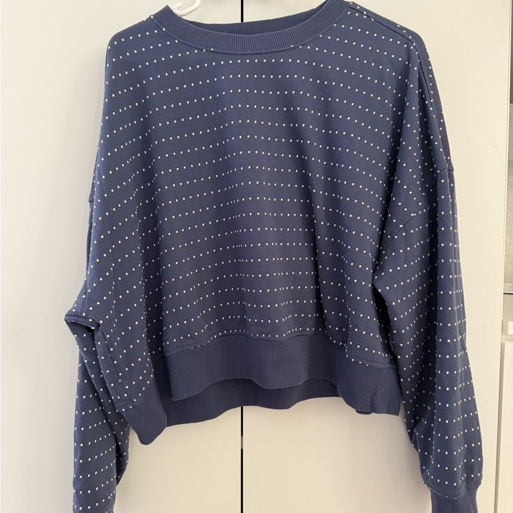 Aerie Navy Blue Dot Pullover Crewneck
